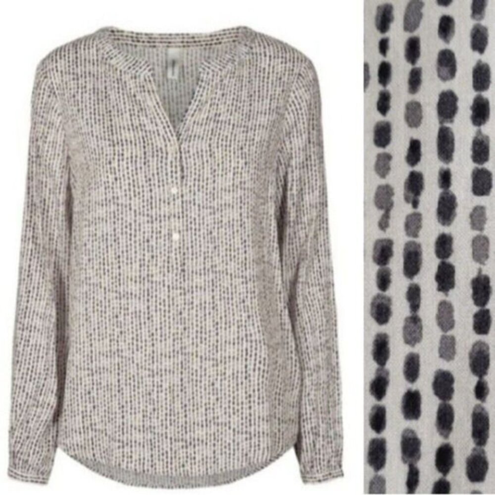 SOYA CONCEPT Light Blouse Watercolor Dot Pattern Modern B&W Sz S